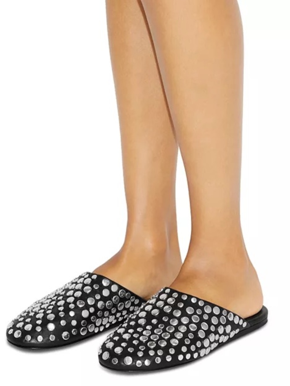 Tory Burch Black Studded Napa Leather Mules Size 7.5